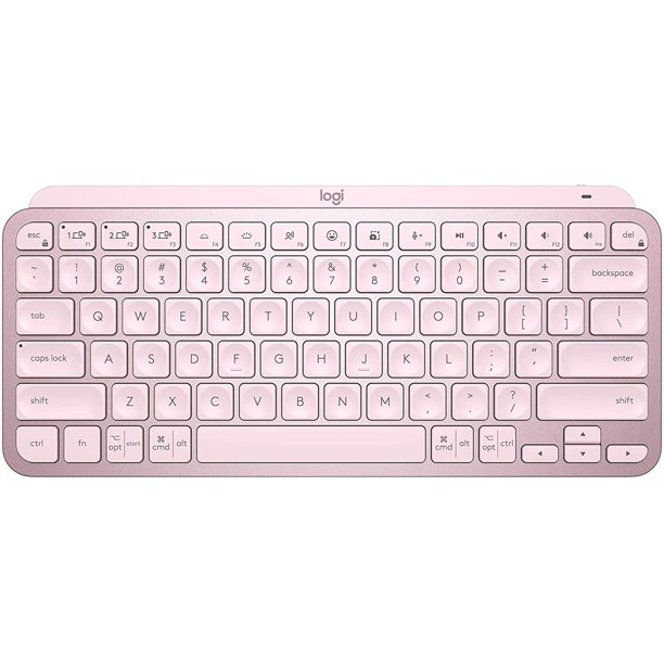 USED Logitech MX Keys Mini Minimalist Wireless Compact Bluetooth Illuminated Keyboard Compatible with Apple macOS, iOS, Windows, Linux, Android, Rose - Grade A