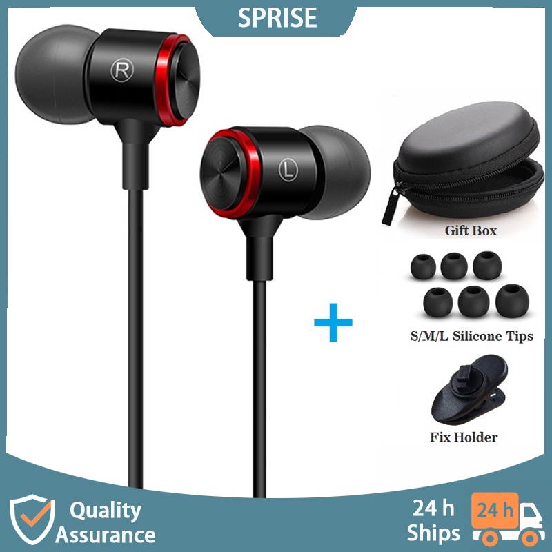 SPRISE Extra Bass Stereo Metal Earphone With Mic Noise Cancelling Wired Earfon Earpiece Headset Universal Earfone 3.5mm 耳机有线