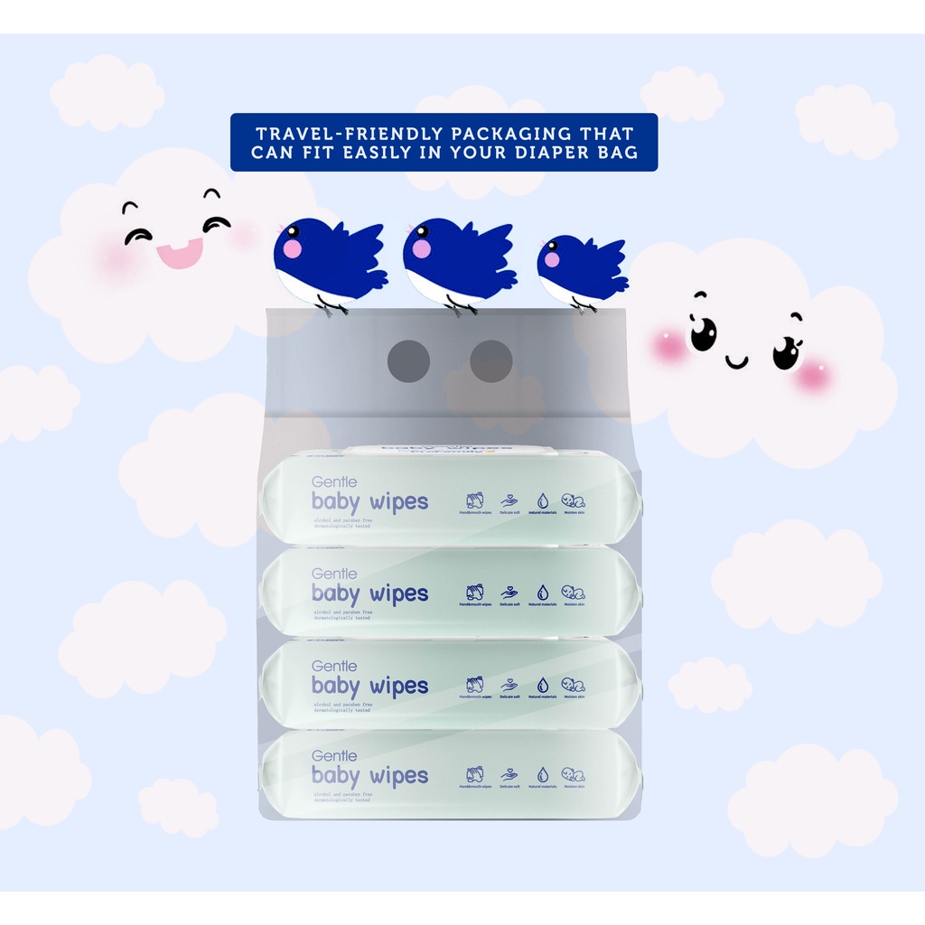 Pro Family Wet Wipes [Natural Care Sensitive Baby Wipes][Pack in 4 packets*60s/bag][240sheets][Safe & Multi purposes]