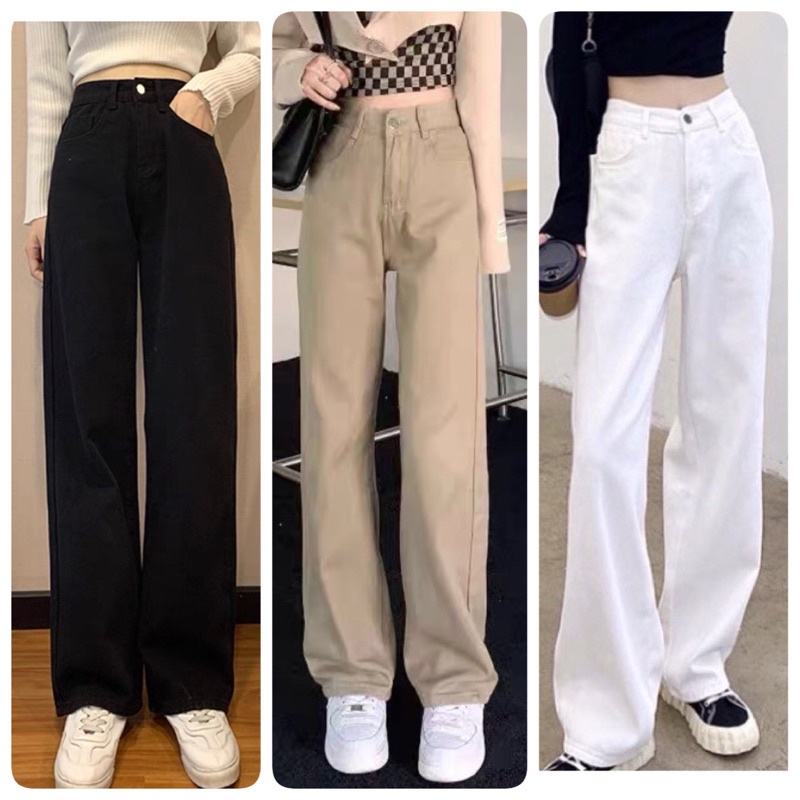 Women&#039;s Wide-Waisted Khaki jeans With Super hach Shape