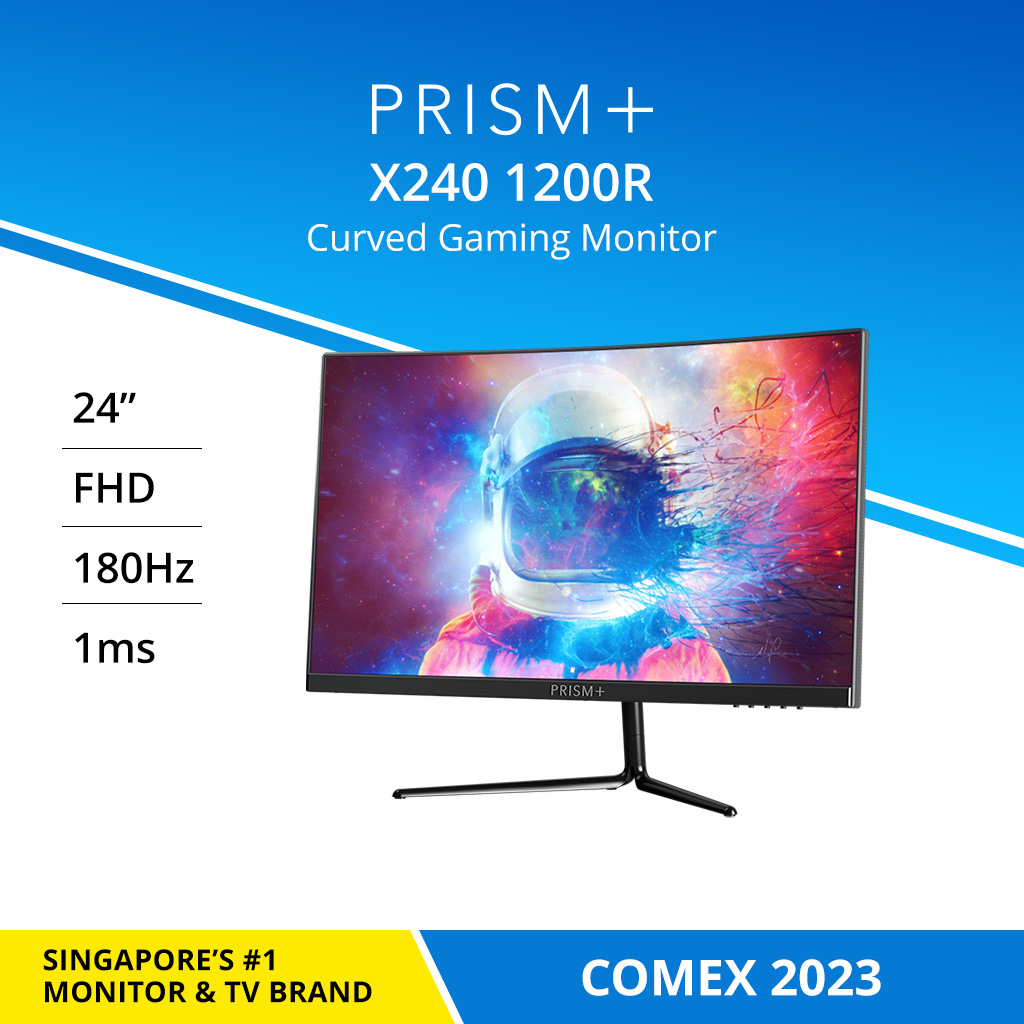 PRISM+ X240 (1200R) 24 180Hz 1ms Curved FHD [1920 x 1080] FreeSync G-Sync Ready Gaming Monitor