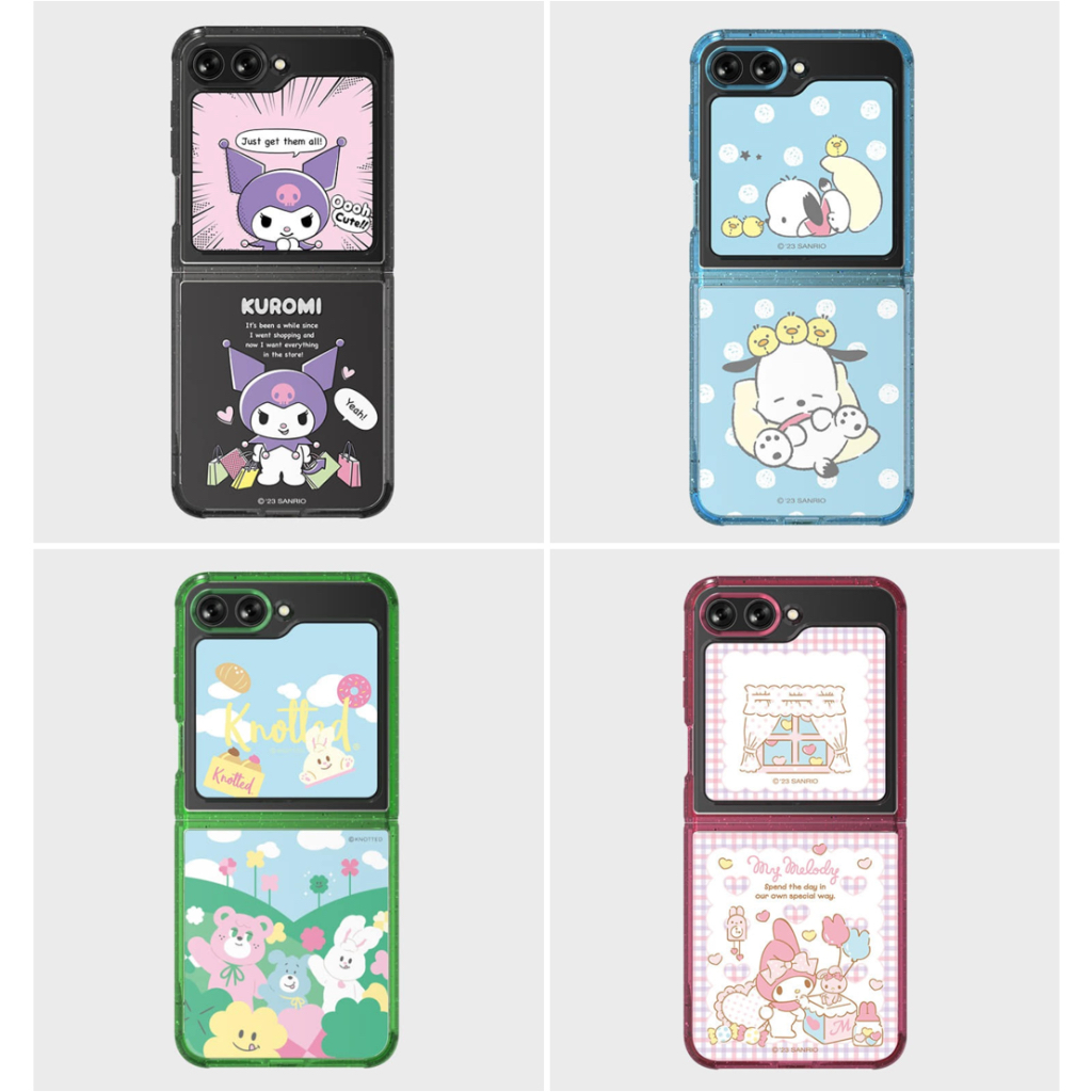 Sanrio Suit case for Galaxy Z Flip 5 - kuromi pochacco my melody flip5 cover card Samsung flipsuit knotted wally Sesame Street character marvel sesame wally disney mickey iron man