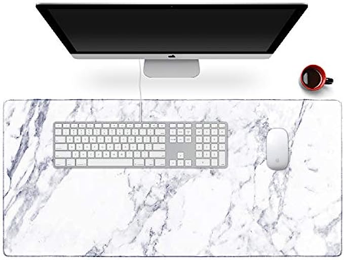 Anyshock Desk Mat, Extended Gaming Cute Mouse Pad 35.4&quot; x 15.7&quot; XXL Laptop Beauty Mousepad with Stitched Edges Non Slip Base, Waterproof Computer Desk Pad for Office, Home, Girls, Men(White 
