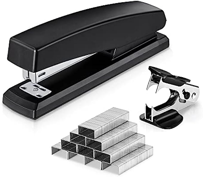 Deli Stapler, Desktop Stapler, Office Stapler, 20 Sheet Capacity, Includes 1000 Staples and Staple Remover, Black