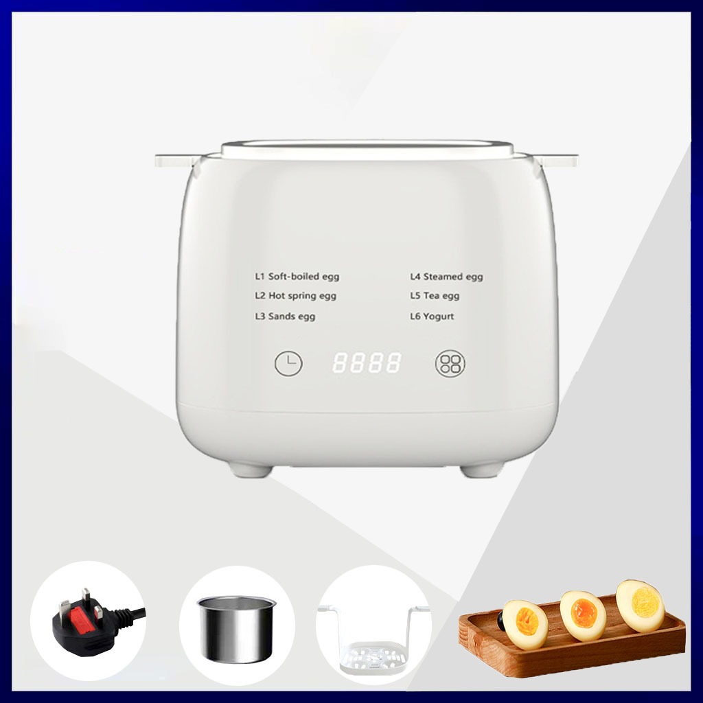 【SG Stock】Egg Boiler Household Small Hard Boiled Egg Maker Automatic Power off 6 Modes Breakfast Cooker 3 Pin Plug 煮蛋器