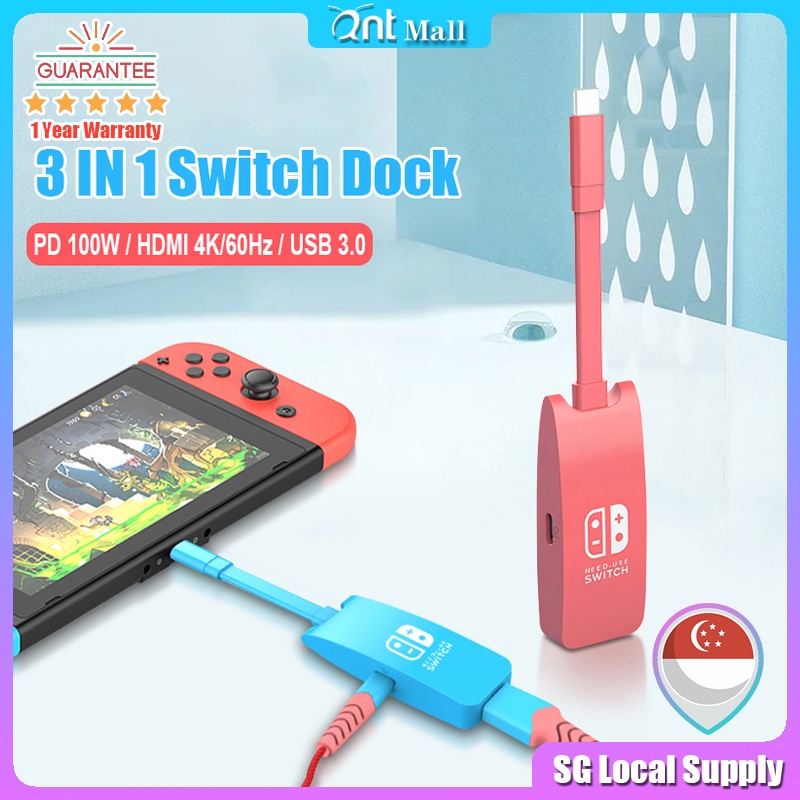 SG STOCK Portable Switch TV Dock for Nintendo Switch/Oled NS Docking Station USB C to 4K 60Hz HDMI